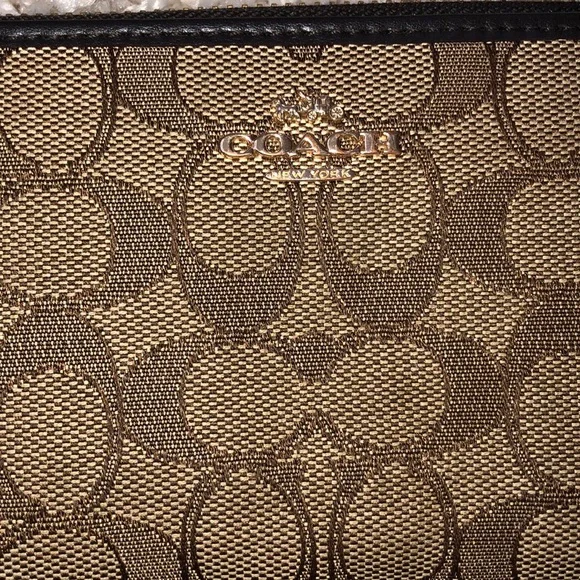 Coach Brown Black Signature Zip Wallet - Picture 2 of 7